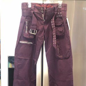 Johnny Was Pete & Greta Poplin Cargo Pants Purple NWT